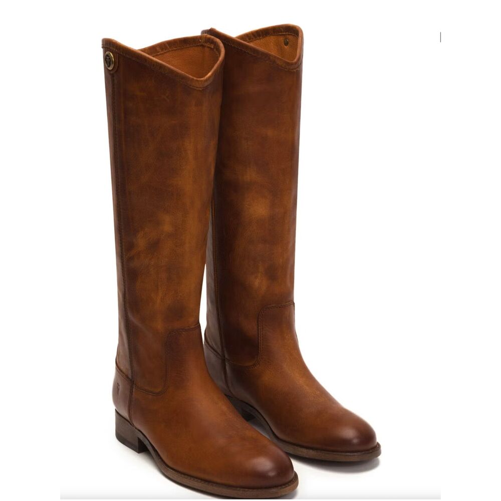 Frye Melissa Button 2 Tall Riding Boots Brown Leather Size 8.5